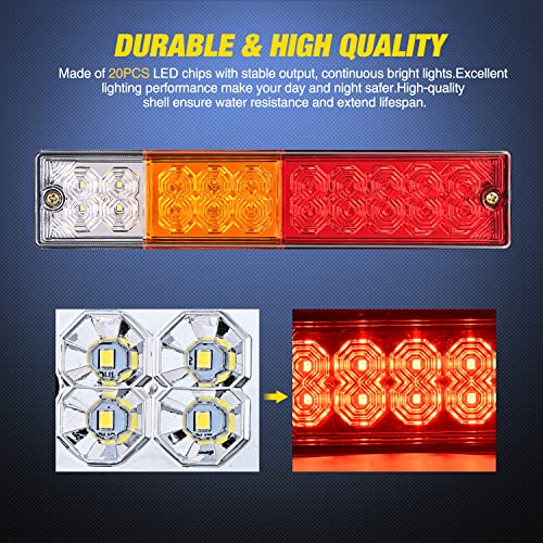 Nilight Trailer Tail Light Bar 2PCS 20LED Brake Running Turn Signals Reverse lights IP65 Waterproof for 10-30V Truck Trailers Caravan Van RV UTV Camper Boat - color: 2Pcs 20LED Trailer Tail Light