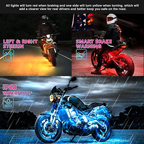 16PCS Motorcycle RGB LED Light Kits and 4pcs 47 inch 4-pin Extension Cords and 2pcs 2-Way Splitters