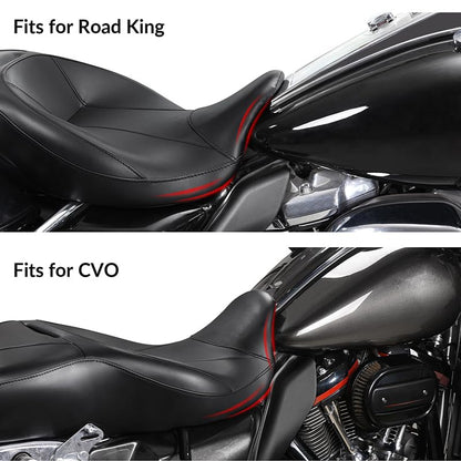 XMT-MOTO Motorcycle Seat, One-Piece Hammock Driver & Passenger Seat w/Rider Backrest Pad Fit for Harley Touring 2009-2023 Road King Street Glide Electra Glide FLHR FLHX FLTRX - style: Seat+ Driver Backrest For Harley Touring '09-'23