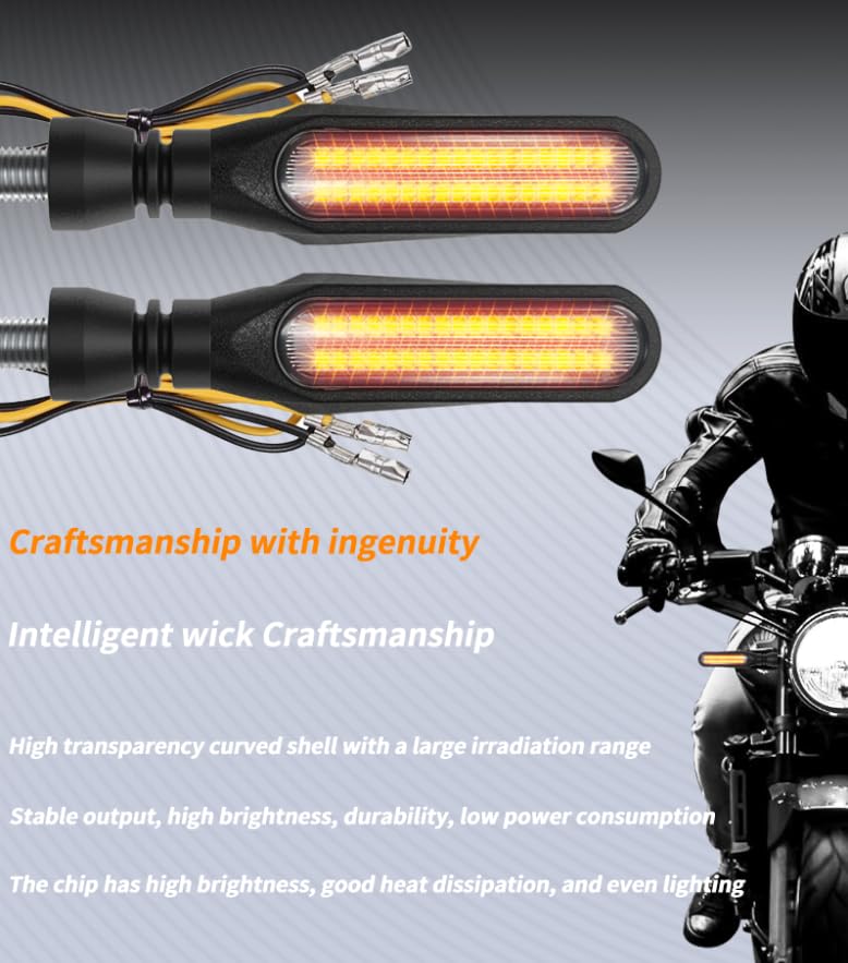 Motorcycle Indicators High Brightness Sequential Flowing Turn Signal Lights For DC12V Motorbike Scooter Off Road (Pack of 4) - size: 4.2Inch (Pack of 4PCS)