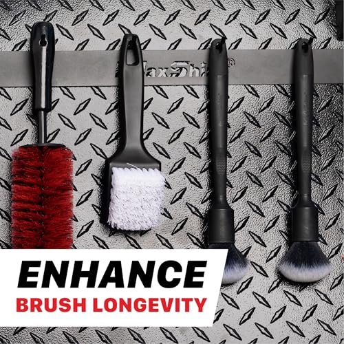 Maxshine Universal Detailing Brush Hanger (Logo) – 6 Organizer Hooks – Lightweight Wall-Mounted Design for Auto Detailing Supplies – Ideal for Garage & Mobile Use, Easy to Install Car Care Organizer - style: Logo