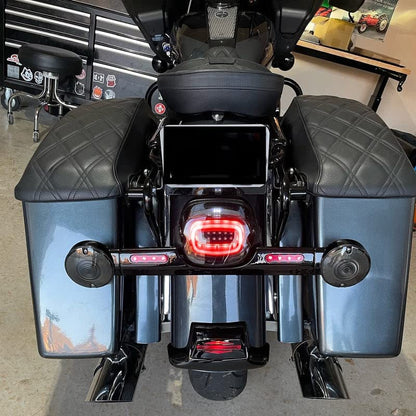 Eagle Lights HALOS Layback LED Tail Light with Integrated Turn Signals Compatible With Harley Davidson Motorcycles fits Low Rider ST and Diablo Models - color: Red Halo
