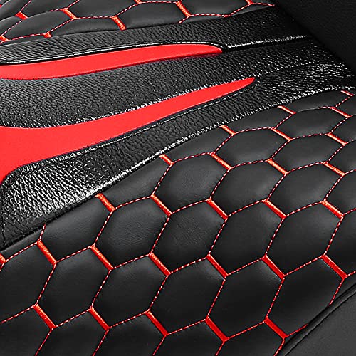 C.C. RIDER Gel Seat Driver Passenger Seat and King/Chopped Tour Trunk Backrest Fit For Harley Touring 2014-2023 Street Glide Road Glide Road King Electra Glide,Red Hexagon - color: 23# Gel Red+ 1 Backrest