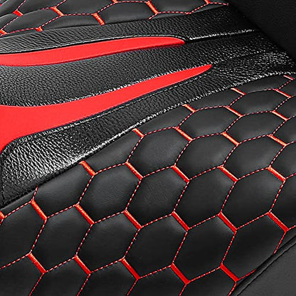 SLMOTO Gel Hammock Seat + Passenger Backrest Pad Sissy Bar Fit for Harley Touring Road King Glide Street Glide Electra Glide 2014-2023 Black Red 2 Up Rider Driver Cushion - color: Gel Style A Red Seat + Backrest
