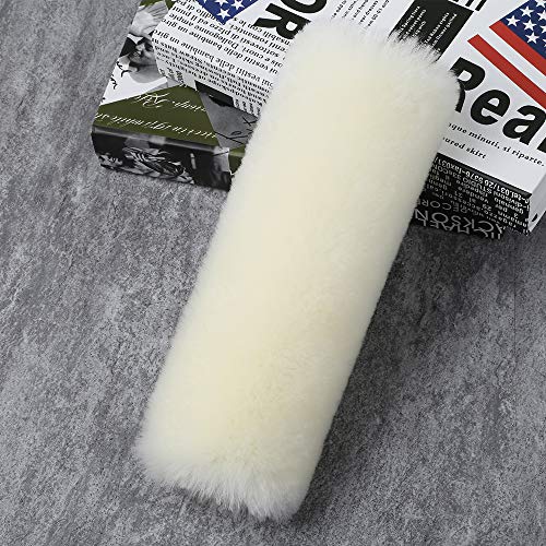 OGLAND Genuine Sheepskin Soft Fuzzy Car Seatbelt Should Pad, Comfy Fluffy Seat Belt Strap Covers for Car Neck Cushion Protector Auto Accessories Woman Man Girls Kids (1Pcs/White) - color: Cream White