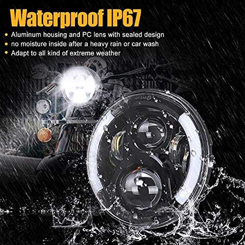 SUPAREE 7 Inch LED Motorcycle Headlight with Turn Signal: Black Motorcycle Headlight Compatible with Touring Road King Ultra Classic Electra Street Glide Tri Cvo Heritage Softail Slim Deluxe Fatboy