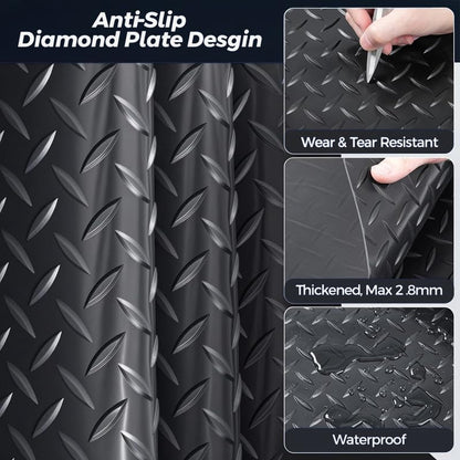 ALTRUISTIC Custom Size Garage Floor Mat 2.530mm Thickened Parking Mat,Non Slip PVC Floor Protector for Under Car,Golf Cart,Motorcycle Mat,Large SUVs,MPV, Pickup Truck,Water/Stain Resistant，Black - size: 4FT X 10FT