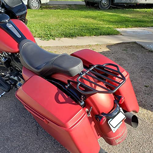 XFMT Motorcycle King Detachable Two-Up Luggage Rack for Harley Touring Road King Street Glide Road Glide Electra Glide 2009-Later, Flat Black - color: Harp-Shape Luggage Rack-Matte Black