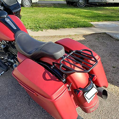 XFMT Motorcycle King Detachable Two-Up Luggage Rack for Harley Touring Road King Street Glide Road Glide Electra Glide 2009-Later, Flat Black - color: Harp-Shape Luggage Rack-Matte Black