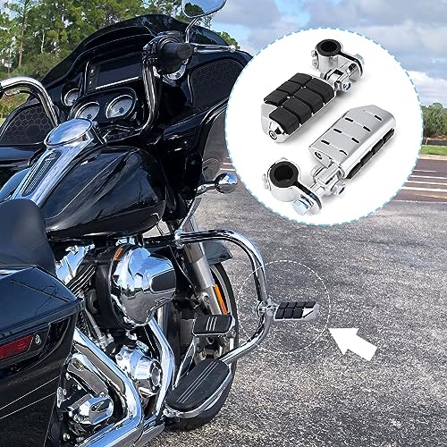 Motorcycle Highway Footrest, Highway Foot Pegs Fit for Harley Touring Yamaha Honda Suzuki Kawasaki 25mm 32mm 34mm Engine Guard (Silver) - color: Silver