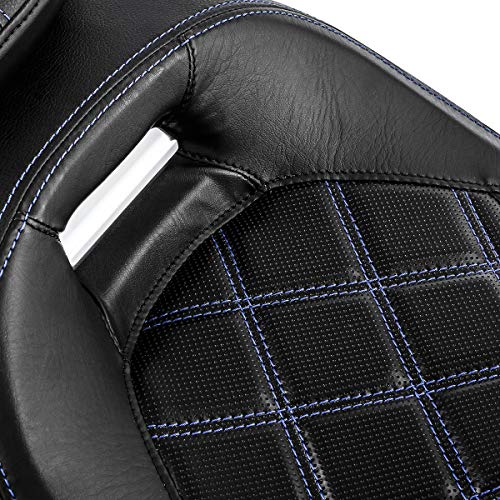 Low-Profile Rider Driver Passenger Pillion Seat Set Fits for Harley Touring 2009-2023 Road King FLHR Street Glide Road Glide Street Glide Ultra Limited - color: Seat Blue