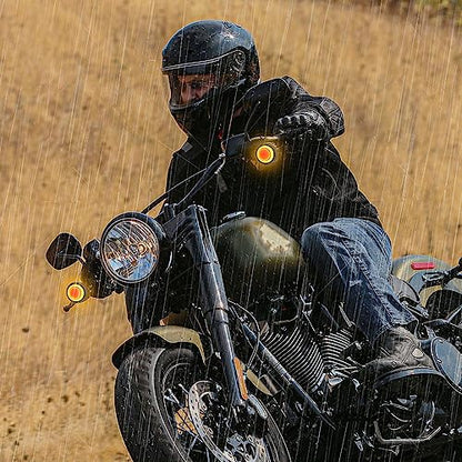 Motorcycle 1157 LED Turn Signal Light Front Rear 2 Inch Bullet Smoked Lens Compatible with Harley Softail Touring Dyna Fat Boy Sportster Road King Street Glide Electra Glide - color: 1157[Smoke+Yellow/Front]