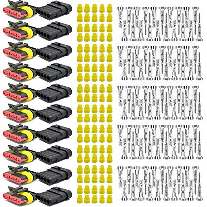 MUYI 10 Kit 5 Pin Way Waterproof Electrical Connector 1.5mm Series Terminals Water Resistend - style: 5pin connector(10 sets)
