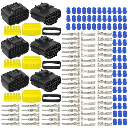 WMYCONGCONG 3 Kits 12 Pin Way Waterproof Electrical Connector Plug for Car Automotive (12 Pin)