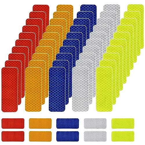 AccEncyc 50 Pcs Warning Reflective Stickers Assortment Outdoor Waterproof Reflective Tape Safety Reflective Stickers 1.2x3.25Inch Driveway Reflectors Stickers Night Visibility Adhesive Sticker - size: 50Pcs