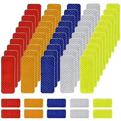 AccEncyc 50 Pcs Warning Reflective Stickers Assortment Outdoor Waterproof Reflective Tape Safety Reflective Stickers 1.2x3.25Inch Driveway Reflectors Stickers Night Visibility Adhesive Sticker - size: 50Pcs