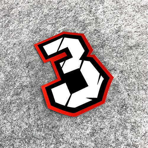 Creative Arabic Numbers Motorcycle Racing Sticker DIY Decorate Car Styling and Decals 10x7cm (Number 3) - size: Number 3