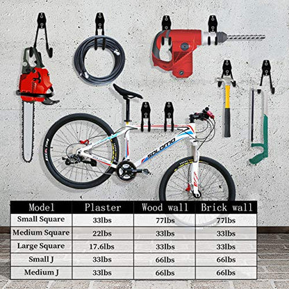 Garage Hooks Heavy Duty 14 Pack, Steel Garage Storage Hooks, Tool Hangers for Garage Wall Utility Wall Mount Garage Hooks and Hangers with Anti-slip Coating for Garden Tools, Ladders, Bulky Items - color: Black