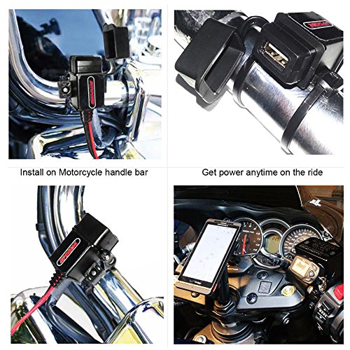 MOTOPOWER MP0609AA 3.1Amp Motorcycle USB Port Kit SAE to USB Adapter Cable with SAE Cap - color: c) - SAE USB Adapter & Terminal Harness W/ Caps