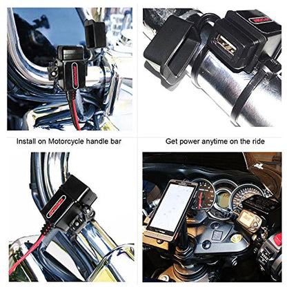 MOTOPOWER MP0609AA 3.1Amp Motorcycle USB Port Kit SAE to USB Adapter Cable with SAE Cap - color: c) - SAE USB Adapter & Terminal Harness W/ Caps