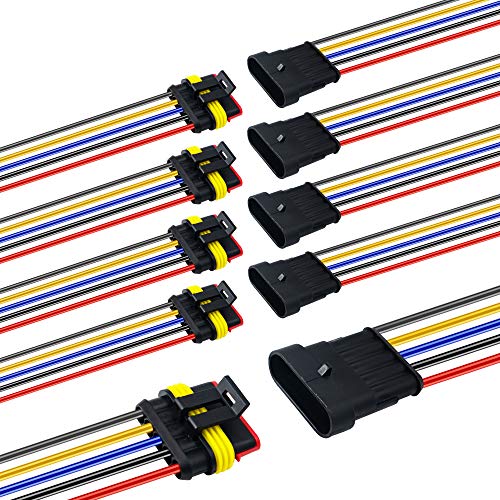 5 Pin Way 16 AWG Car Waterproof Electrical Connector Plug with Wire AWG Marine Pack of 5 - size: 5 Pin