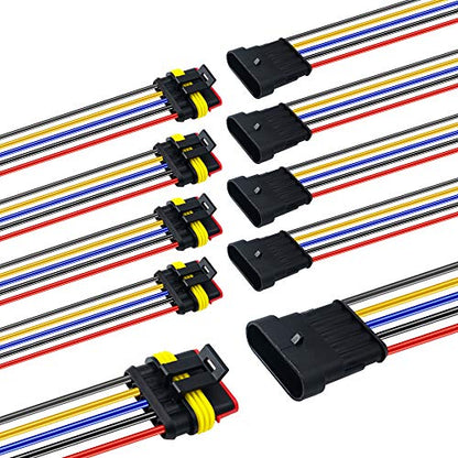5 Pin Way 16 AWG Car Waterproof Electrical Connector Plug with Wire AWG Marine Pack of 5 - size: 5 Pin