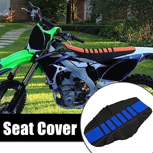 X AUTOHAUX Universal Motorcycle Pit Dirt Bike Faux Leather Soft Seat Cover Anti Slip Seat Cushion Blue Black - color: Blue