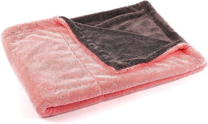 Maxshine 20" x 24" Universal Pink Car Drying Towel – 1200 GSM Rinse-Free Double-Sided Microfiber Towel – Plush, Super Absorbent for Car Wash & Detailing - size: 20" x 24" Pink