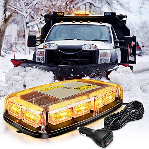 Nilight 12 Inch Roof Top Strobe Lights 48LED Hazard Light Emergency Safety Warning LED Flashing Bar Magnetic Mount 12V 24V Cars Trucks Tractors Snow Plows Construction Vehicles - color: Amber