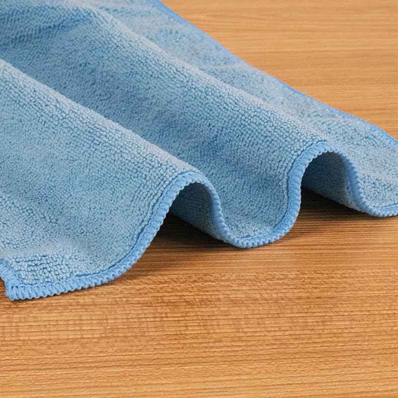 Microfiber Cleaning Cloth | Blue | 12 Pack | 16” x 16” | All Purpose Microfiber Towels - Clean, Dust, Polish, Scrub, Absorbent (Blue) - color: Blue