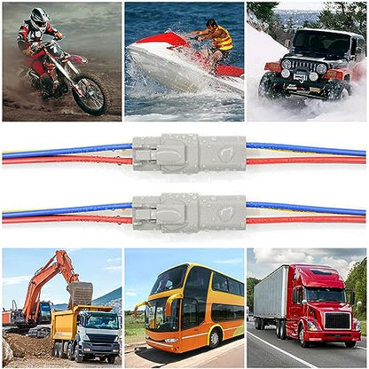 2 Set 6 Pin DT Deustch Waterproof Automotive Electrical Butt Connector with 16AWG -40℃-105℃ 600V Wires and Heat Shrink Tubes Connectors Kit for Car Truck Boat (E 6Pin Wiring 2Pair)