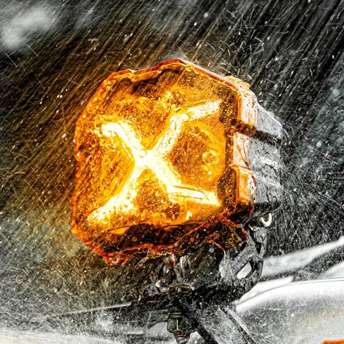 NOVSIGHT 4 Inch LED Pods - X Series Off Road Driving Light with Yellow DRL, Super Bright Pod Lights Drive Beam with Amber Cover, Off-road Fog Lights for Trucks Jeep Ford UTV ATV, 2-Year Warranty, Pair - color: Amber/White
