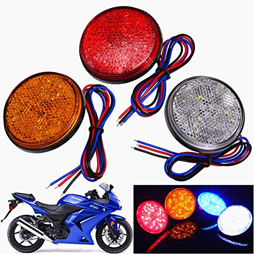 MASO 2x Rear Tail Brake Stop Light Red Universal Car Motorcycle Motorbike Round Reflector LED