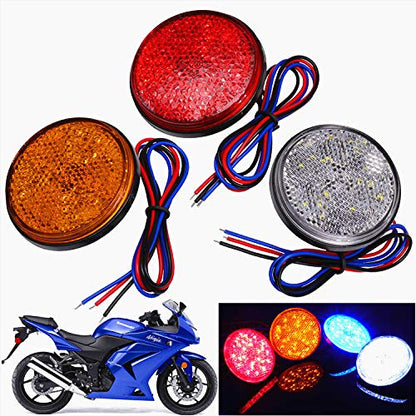 MASO 2x Rear Tail Brake Stop Light Red Universal Car Motorcycle Motorbike Round Reflector LED