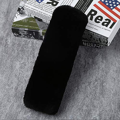 OGLAND Genuine Sheepskin Soft Fuzzy Car Seat Belt Cover Pad, Comfy Fluffy Seatbelt Covers for Shoulder Pad Neck Cushion Protector Car Accessories Woman Man Girl(1Pcs/Black) - color: 1 Pcs Black