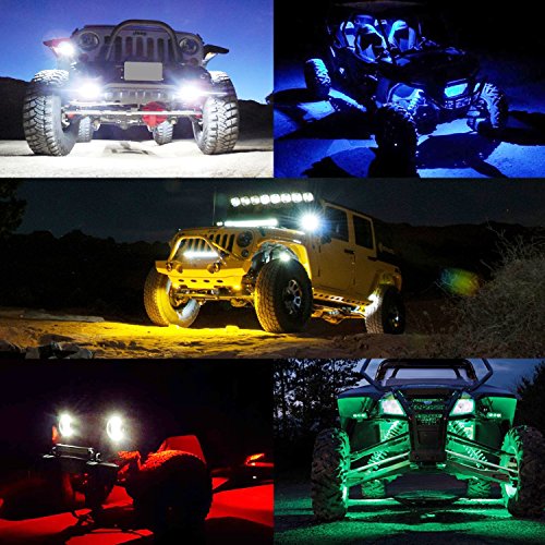 6 Pods LED Rock Lights, Ampper Waterproof LED Neon Underglow Light for Car Truck ATV UTV SUV Offroad Boat Underbody Glow Trail Rig Lamp (Yellow) - color: Yellow, size: 6 Pods