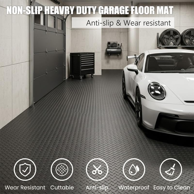 ALTRUISTIC Custom Size Garage Floor Mat 2.530mm Thickened Parking Mat,Non Slip PVC Floor Protector for Under Car,Golf Cart,Motorcycle Mat,Large SUVs,MPV, Pickup Truck,Water/Stain Resistant，Black - size: 4FT X 10FT