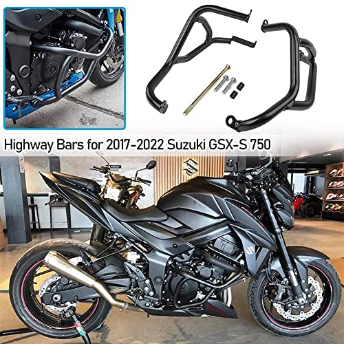 Motorcycle Black Steel Highway Crash Bars Crashbar Stunt Slider Cage Engine Guard Frame Falling Protectors Bumper for Su.zuki GSX-S GSXS GSX S 750 GSX-S750 2017 2018 2019 2020 2021 2022 2023
