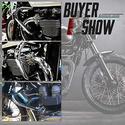 Crash Bars for T-riumph Bonneville Bobber Bonneville T100 T120 Street Twin Cup Thruxton 1200 R Motorcycle Steel Highway Engine Guard Bumper Frame Falling Protectors 2016 2017 2018 2019 2020 (Chrome) - color: Chrome