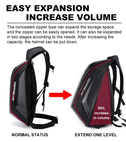 Motorcycle Backpacks for Men Helmet Bags Waterproof Hard Shell 30-48L Expandable Storage Travel Bag Luggage Black Red - color: Red