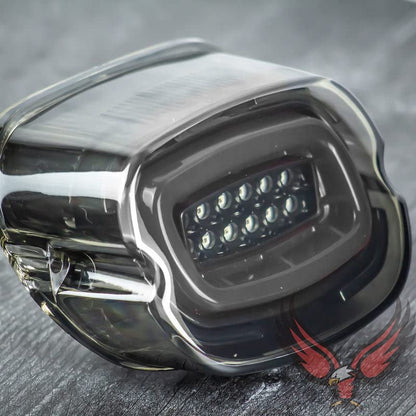 Eagle Lights HALOS Layback LED Tail Light with Intergrated Turn Signals Compatible With Harley Davidson Motorcycles Fits Low Rider ST/Diablo Models - color: Smoked Halo