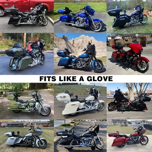 Advanblack King Tour Trunk Pack, Black Mount Bracket & Top Luggage Rack Fit for 2009-Later Harley Touring, Road Glide, Street Glide Special, Road King, Electra Glide (Black Forest) - color: Black Forest
