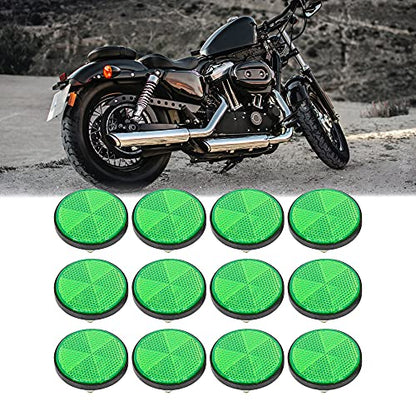 F FIERCE CYCLE 6 Pair M6x1.0 Green Plastic Universal Screw Mount Reflective Warning Reflector for Motorcycle Bike
