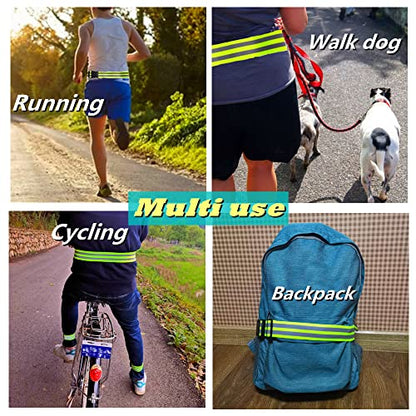 Reflective Running Gear,Reflective Bands for Arm/Wrist/Ankle/Leg,Biking Accessories for Women and Men - color: Yellow - 1 Belt - L
