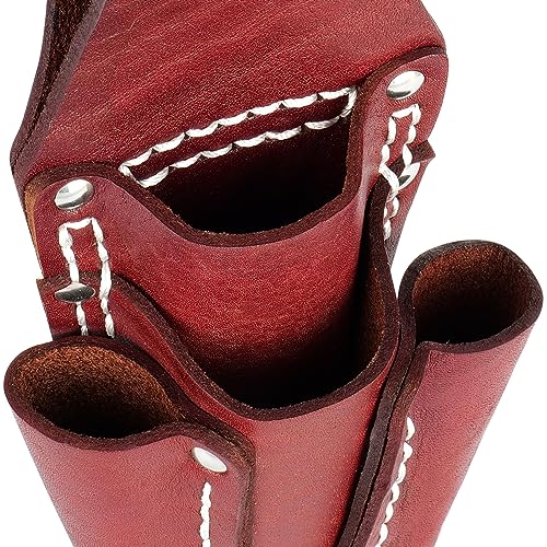 Leather Tool Pouch, Leather Electrician Tool Pouch with 4 Pockets, Heavy Duty and Durable, for Any Electrician/Welders, Carpenters, Car Repairers, Brown