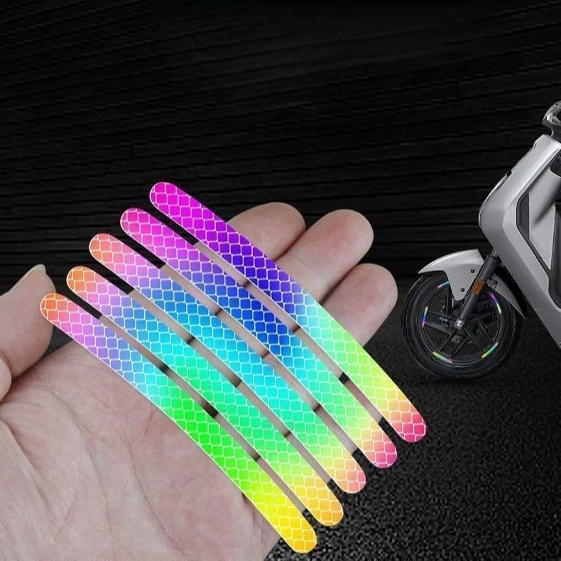 2 Pcs Universal Reflective Wheel Rim Stripe, Night Safety Warning Stickers, for Car Motorcycle Bicycles