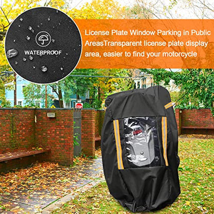 Comnova Motorcycle Cover 104 Inch, 600D Universal Motorcycles Cover Waterproof with Lock-Holes All Season, Large Motorbike Vehicle Scooter Cover for Harley Davidson, Honda, Suzuki, Kawasaki, Yamaha - size: Premium - 104 Inch