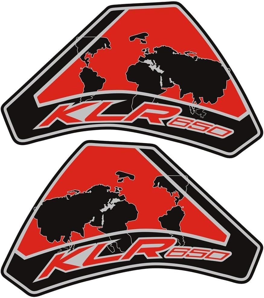 KLR650 Tank PAD Front Side Tank Pad Fuel Stickers Compatible with Klr650 2022-2025 3D Gel Tank Fuel Gip Decal KLR650 Sticker Pad (red) - color: Red
