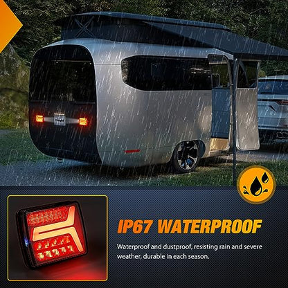 Nilight Magnetic Trailer Towing Light Kit 2PCS 58LED Wireless Tow Rechargeable Rear Stop Turn Running Lights for 10-30V Trailers Trucks RVs Vans Boats - color: Magnetic Trailer Lights