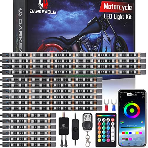 16PCS Motorcycle RGB LED Light Kits and 4pcs 47 inch 4-pin Extension Cords and 2pcs 2-Way Splitters